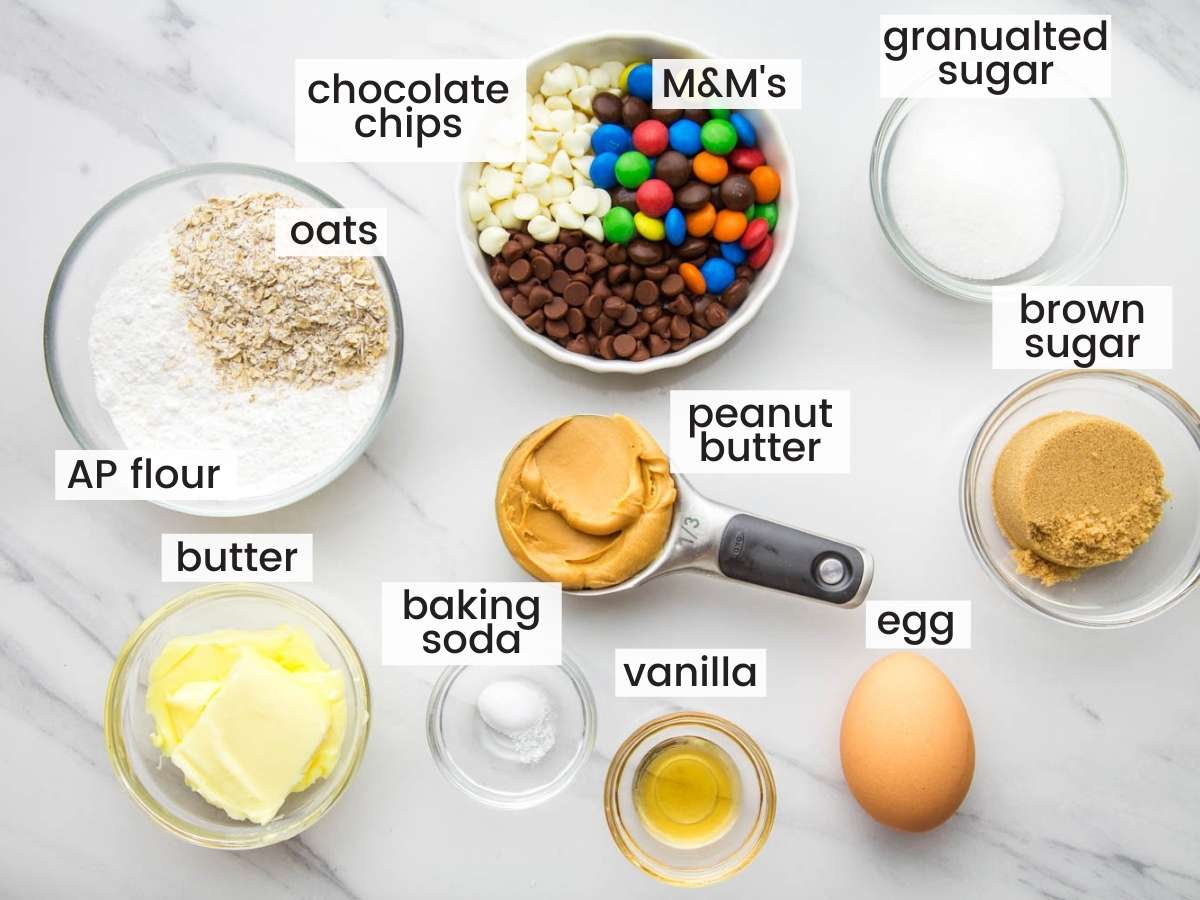 Ingredients needed to make monster cookies