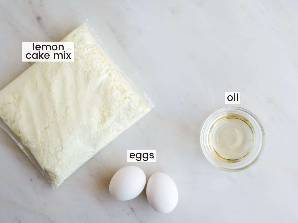 The ingredients for lemon cake mix cookies