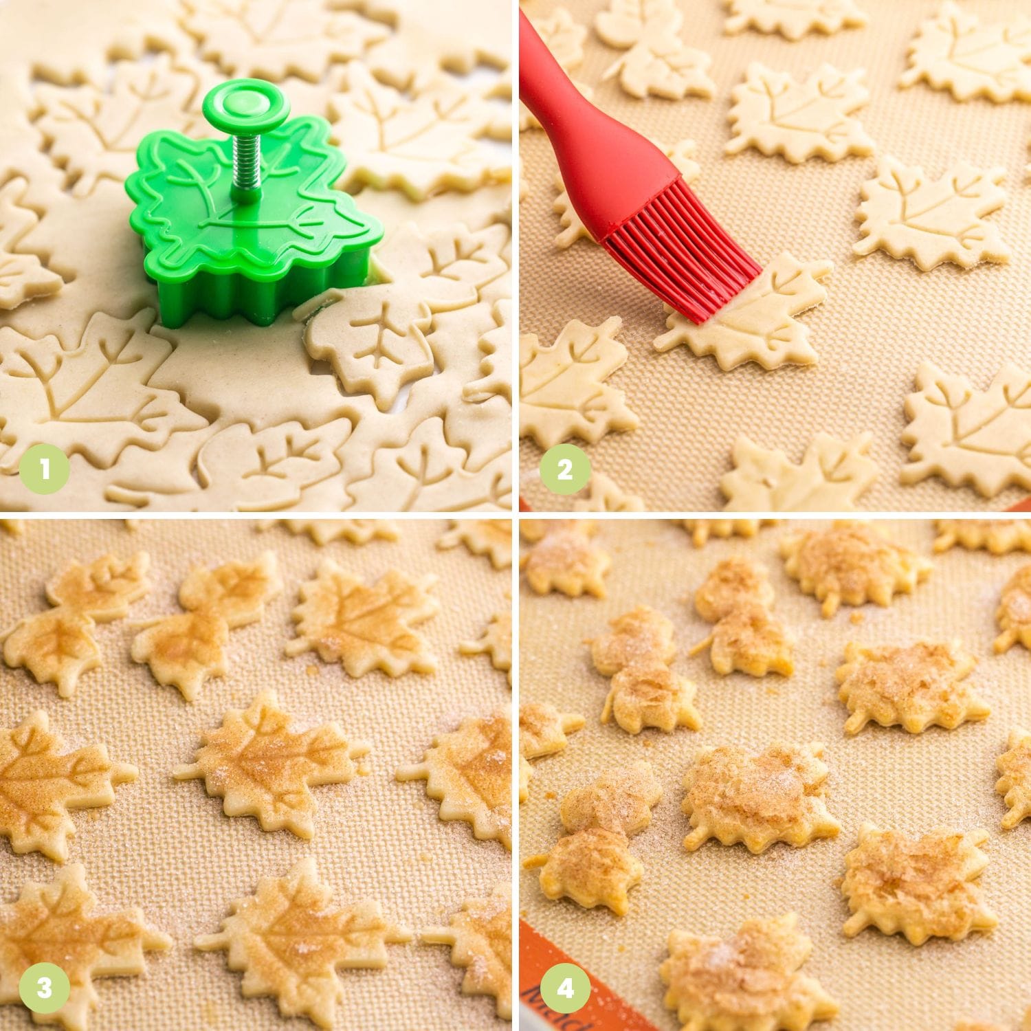 a collage of four images showing how to make pie crust cookies