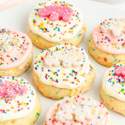 Crumbl copycat animal circus cookies on a white plate
