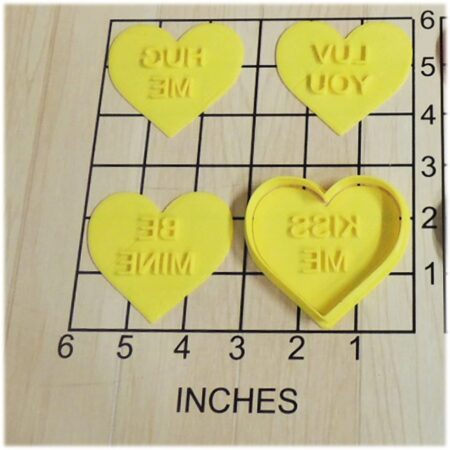 Conversation heart cookie cutters and stamps