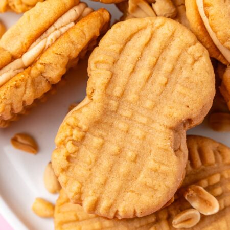peanut shaped homemade nutter butter cookies on a platter.